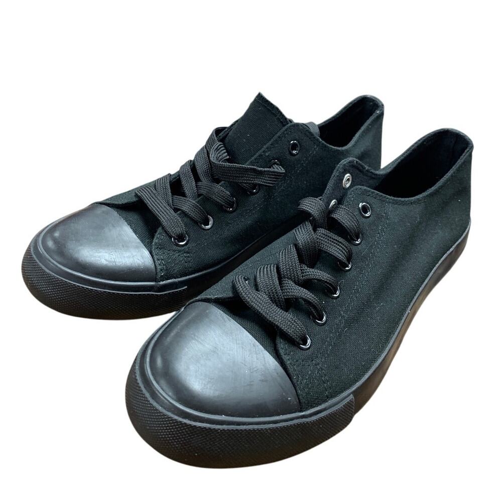 New Epic Step Mens Size 12 Black Canvas Lace Up Low Top Casual Sneaker Shoes